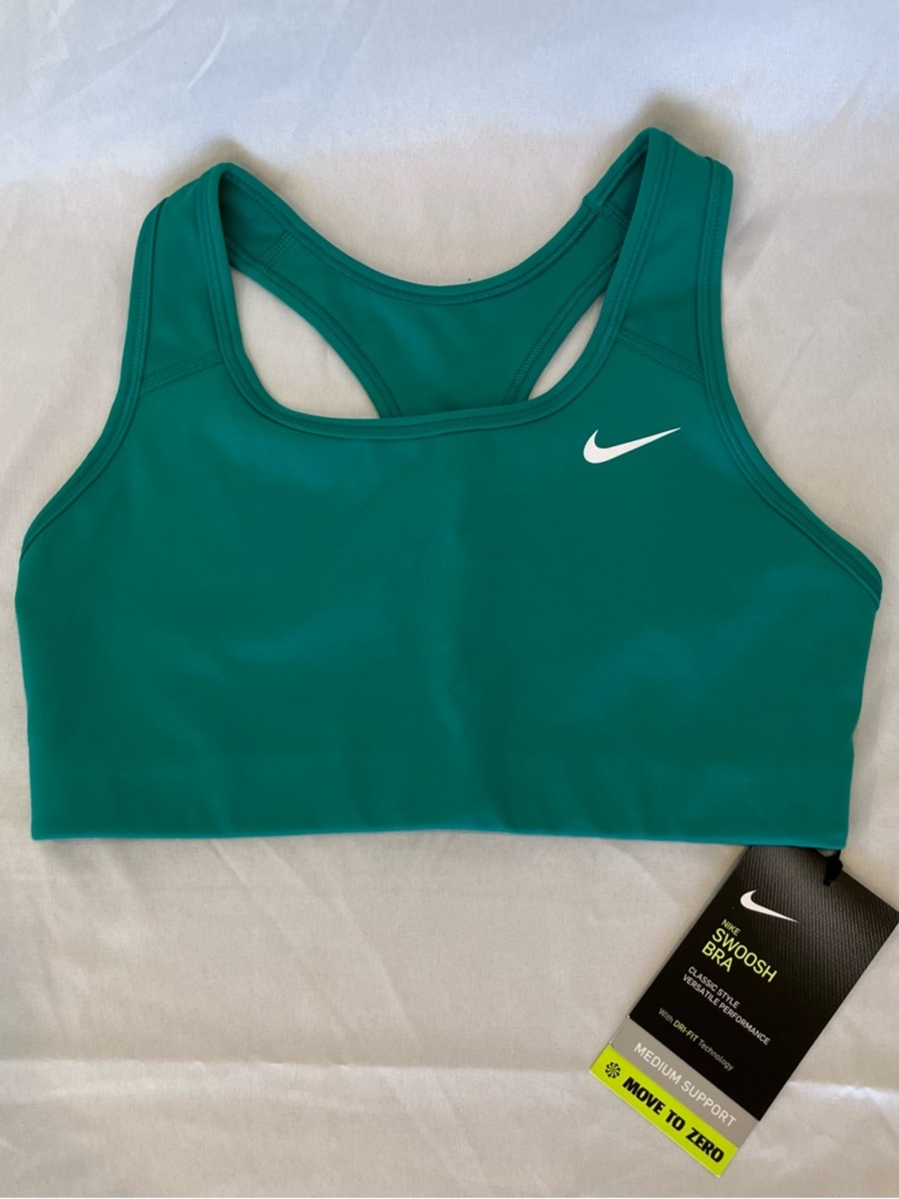Nike Teal Racerback Swoosh Sports Bra Small NWT